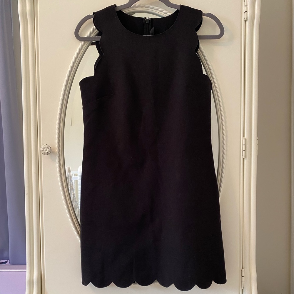J. Crew Black Scalloped Edge Dress